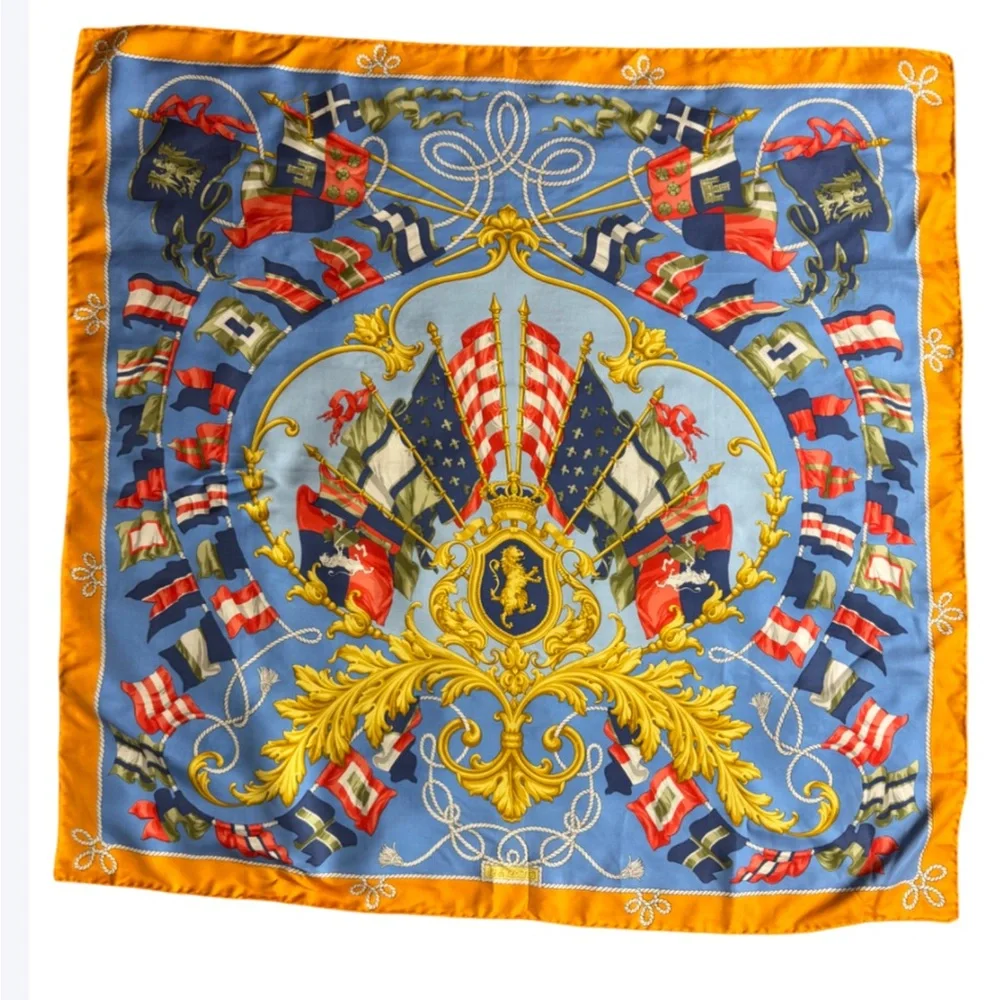 R di Ratti Italian Heraldry Banners motif silk scarf Made in Italy